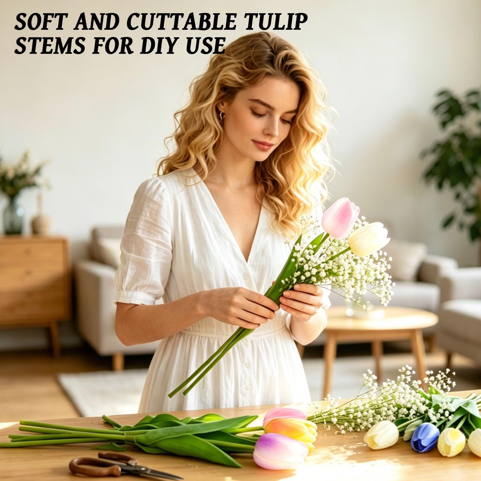 20 PCS Mixed Colors Artificial Tulips, PU Fake Tulips for Outdoors & Indoors,…