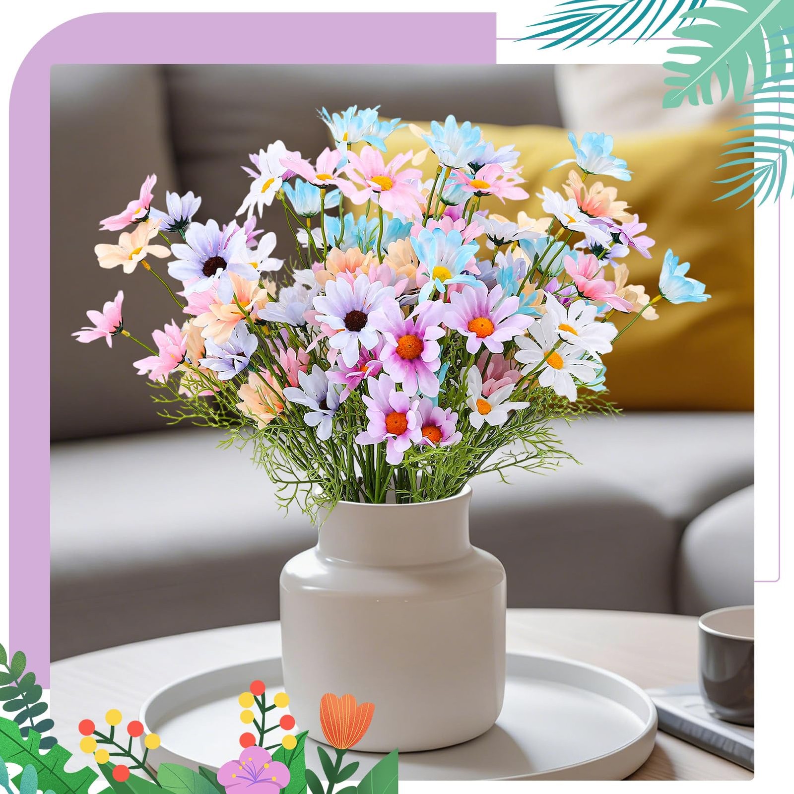 24 Bundles Artificial Daisy Flowers Fake Daisies UV Resistant Outdoor Indoor …