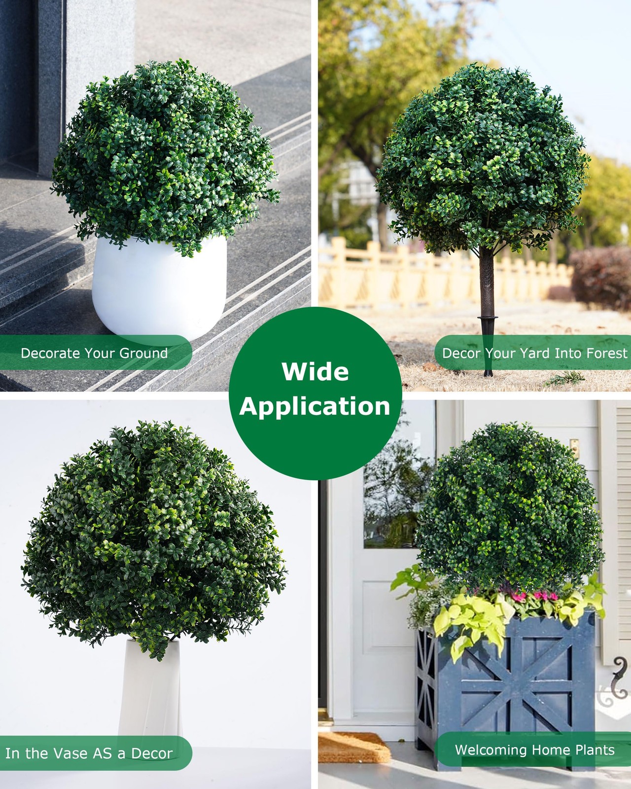 27.6″ UV Resistant Artificial Boxwood Topiary Tree – 2 Set for Home & Garden