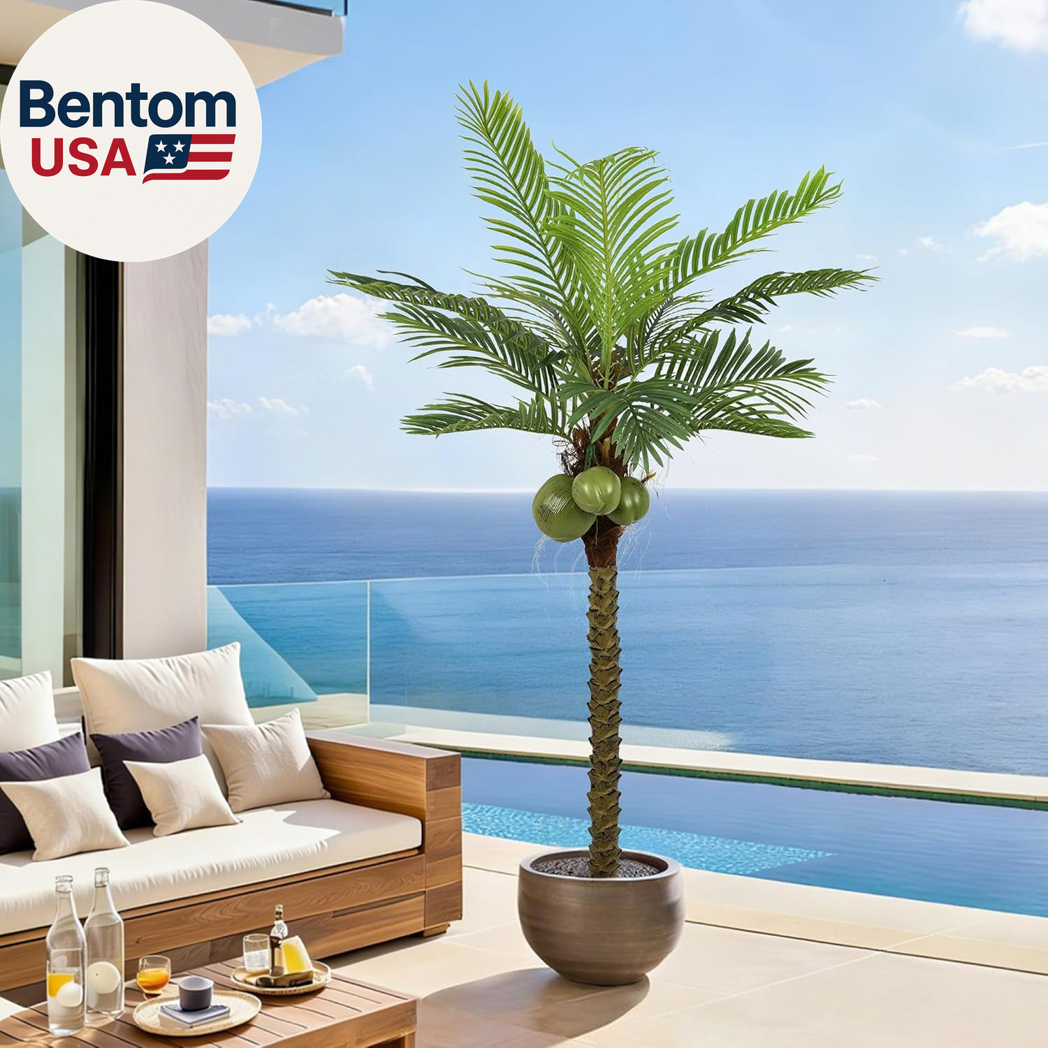 Artificial Phoenix Palm Tree 6.5FT Tall Large Faux Coconut Trees with Realistic
