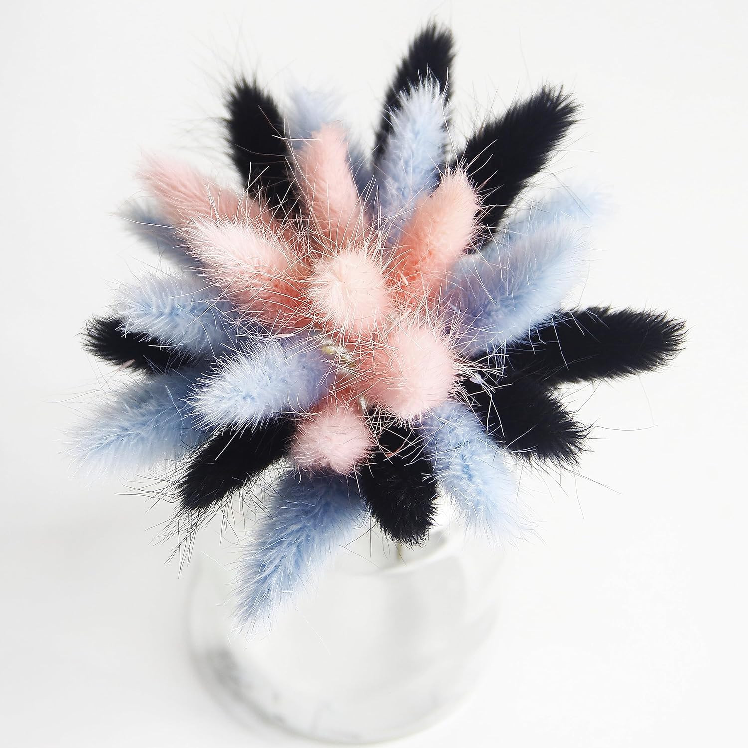 120 PCS Blue Dried Pampas Grass Decor, 17-inch Pompas Floral, Dry Flowers for De