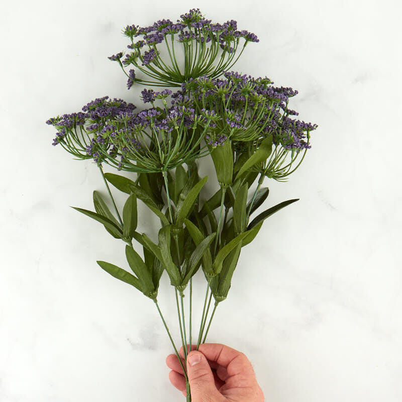 Lot of 2 Purple Artificial Queen Anne’s Lace 19″ Floral Bushes