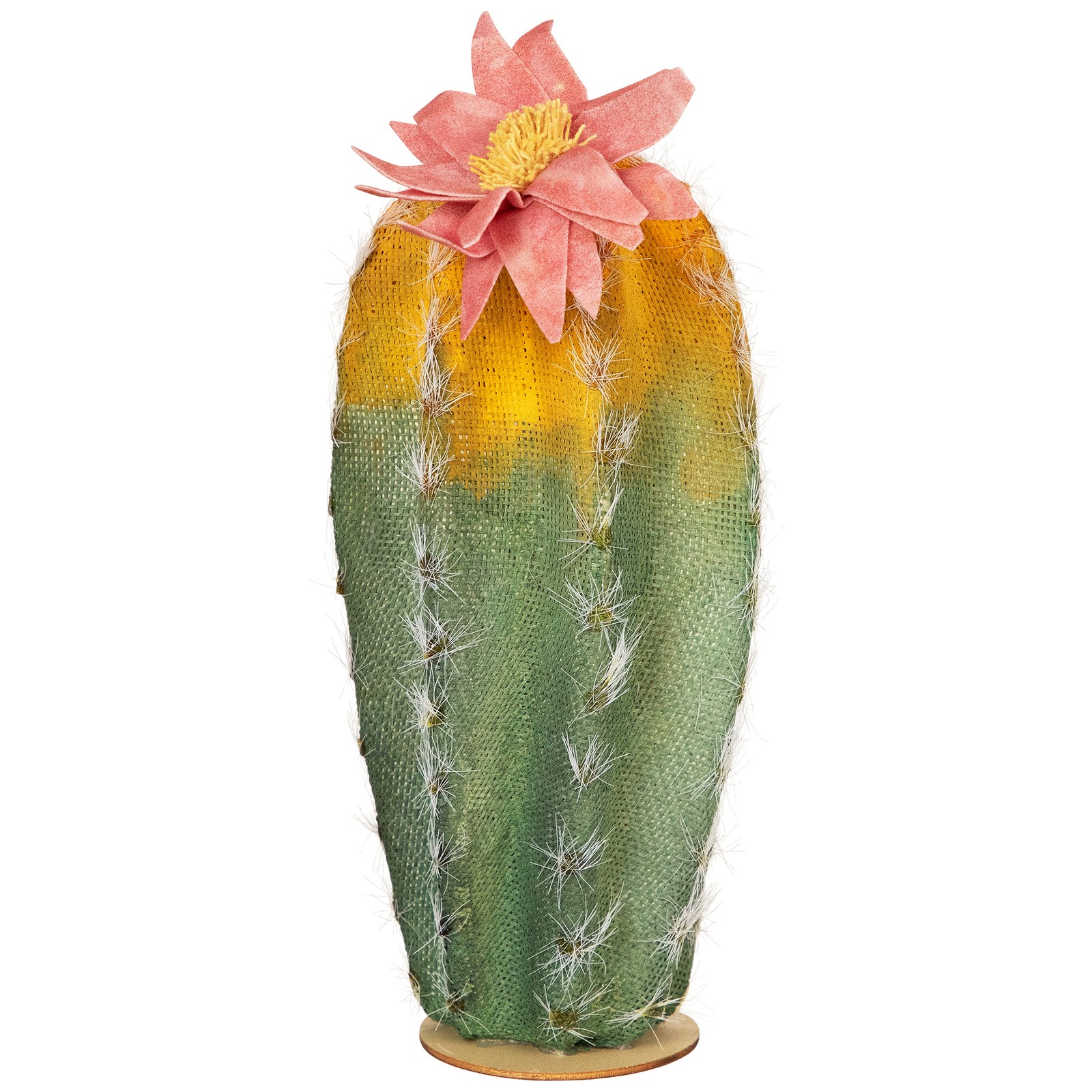 Northlight 8.5″ Southwestern Style Green Cactus on Base with Pink Flower