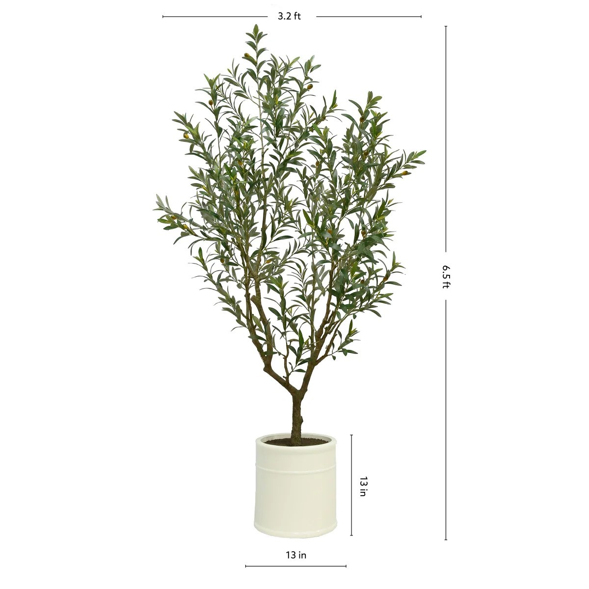 New CGH Artificial Faux 6.5’ Olive Tree w/French Crock Planter, 1695672