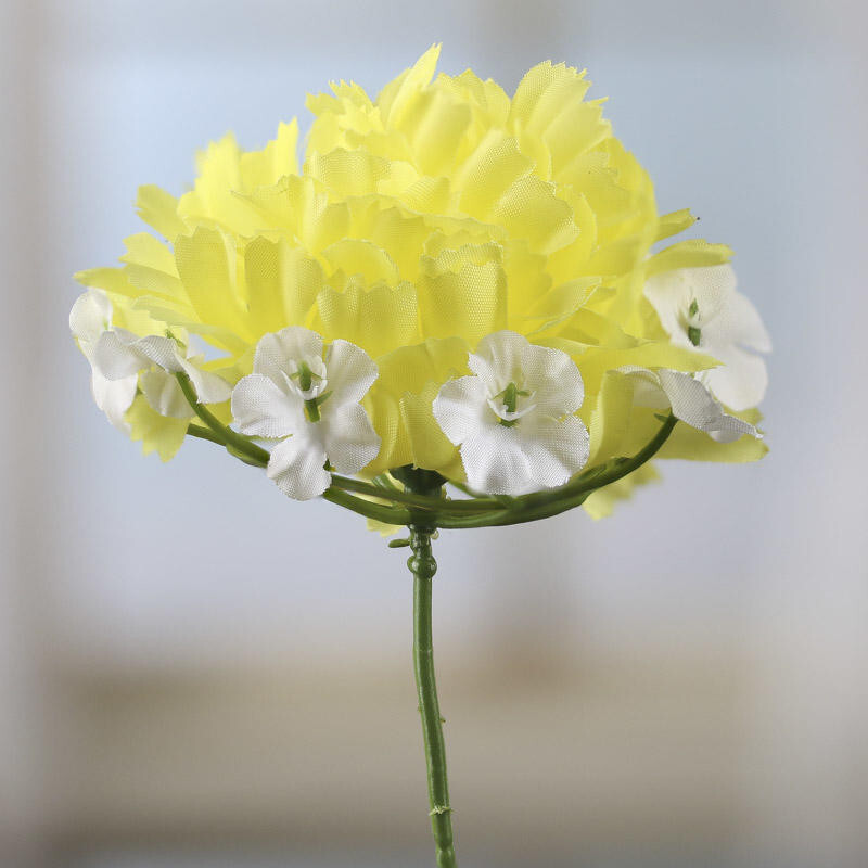 12 Factory Direct Craft Sunny Yellow Polyester Carnation Stems