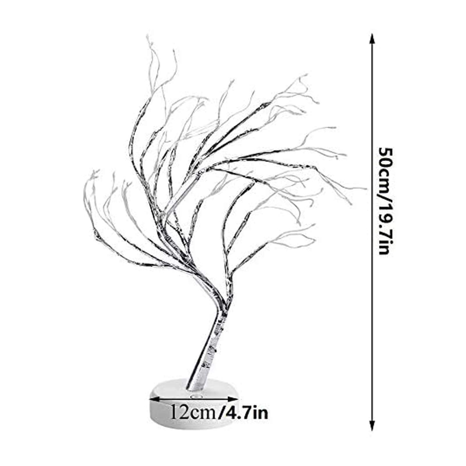 108 LED Silver Copper Wire Branch Lights, Bonsai Table Tree, USB, Battery