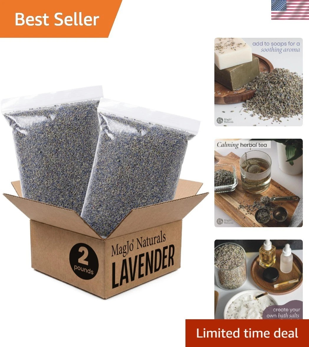 100% Raw European Lavender Flowers – 2lb Resealable Bag for Crafts & Relaxation
