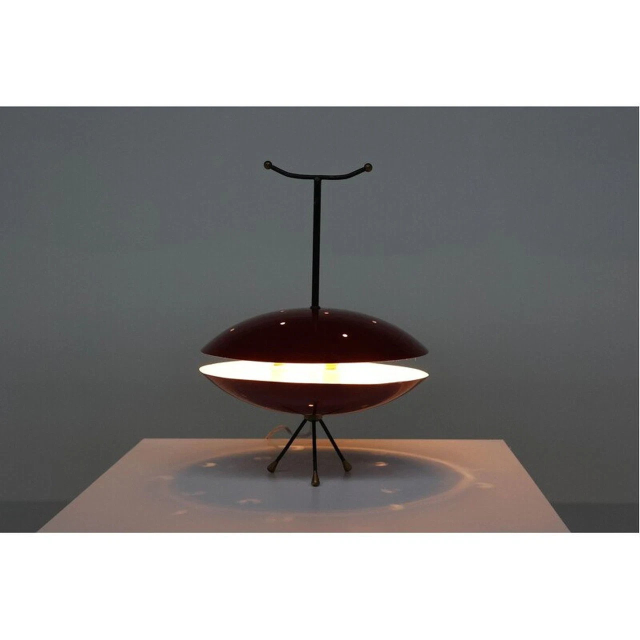 Space Age Pendant Lamp – Red & Black Atomic UFO Light – 1970s Mid-Centur
