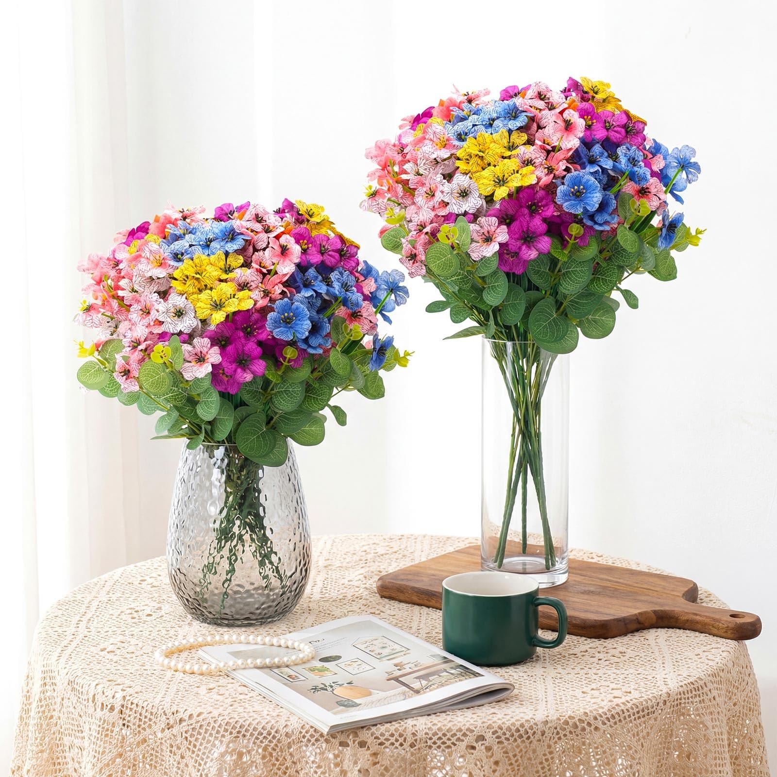 38 Bundles Artificial Flowers for Outdoor Decorations, UV Resistant No Fade F…