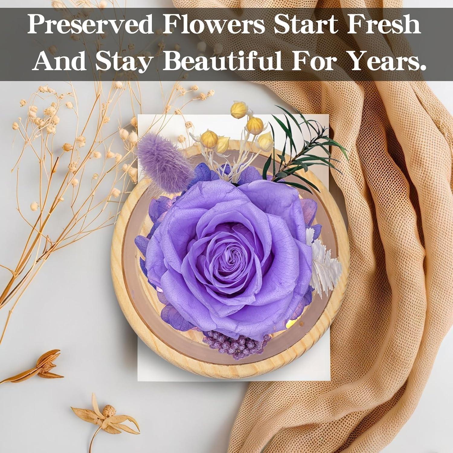 Preserved Roses & Fresh Flowers Bouquet – Gift for Women,Roses That Last Forever