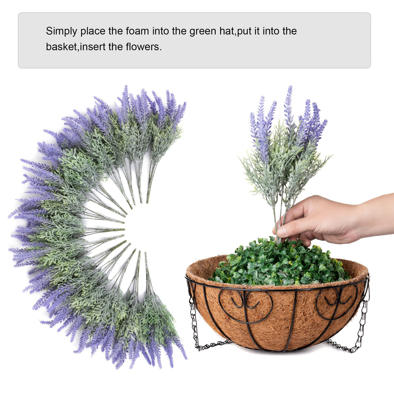 Artificial Faux Outdoor Hanging Flowers Plants Basket for Porch Fall Winter D…
