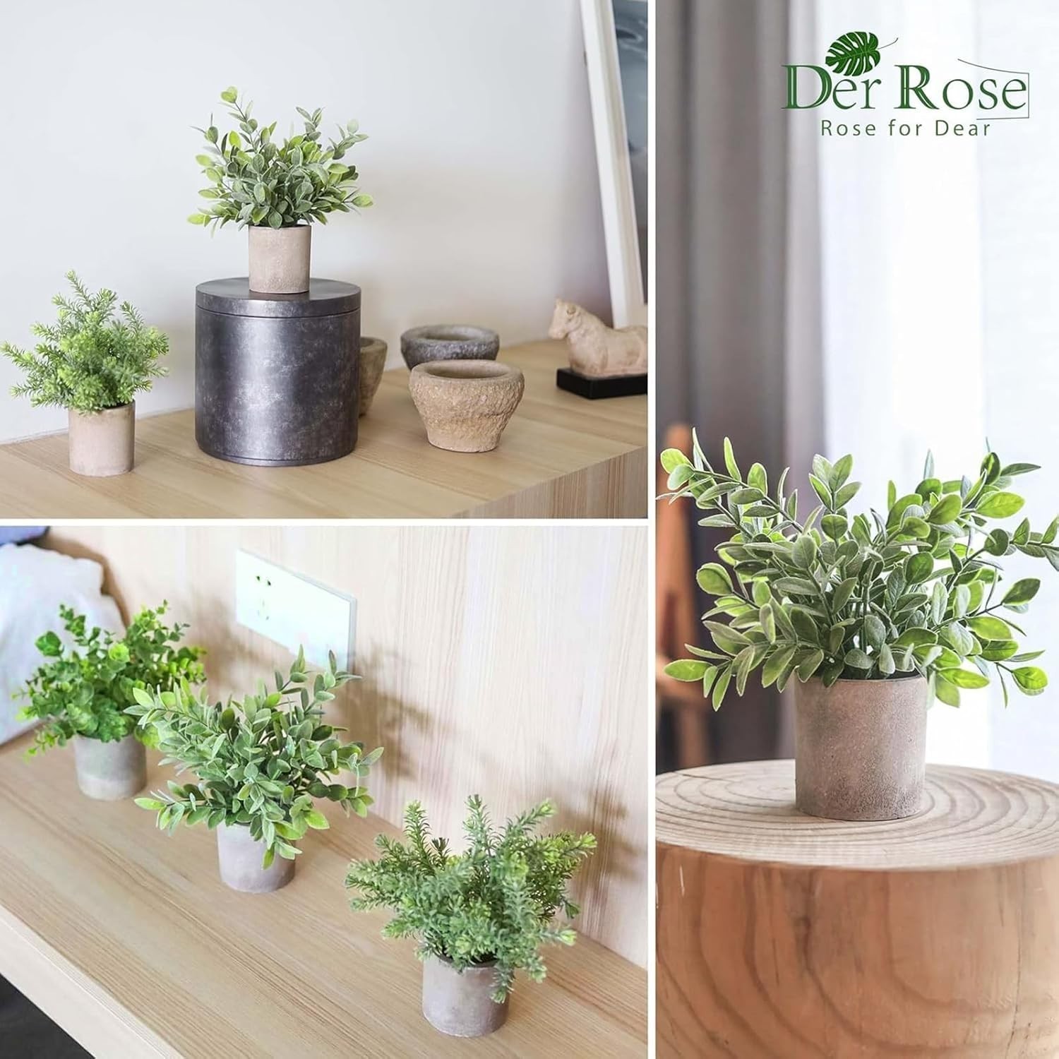 3 Pack Mini Faux Eucalyptus Plants Indoor Decor for Office and Home