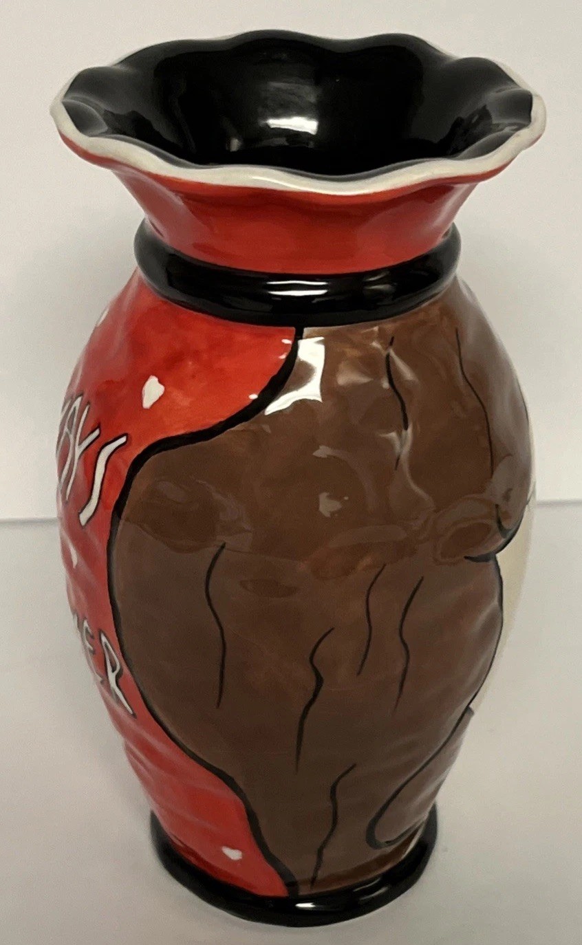 Always & Forever Ceramic Vase Lady Fave Art Vase Red Hearts Romantic Decor