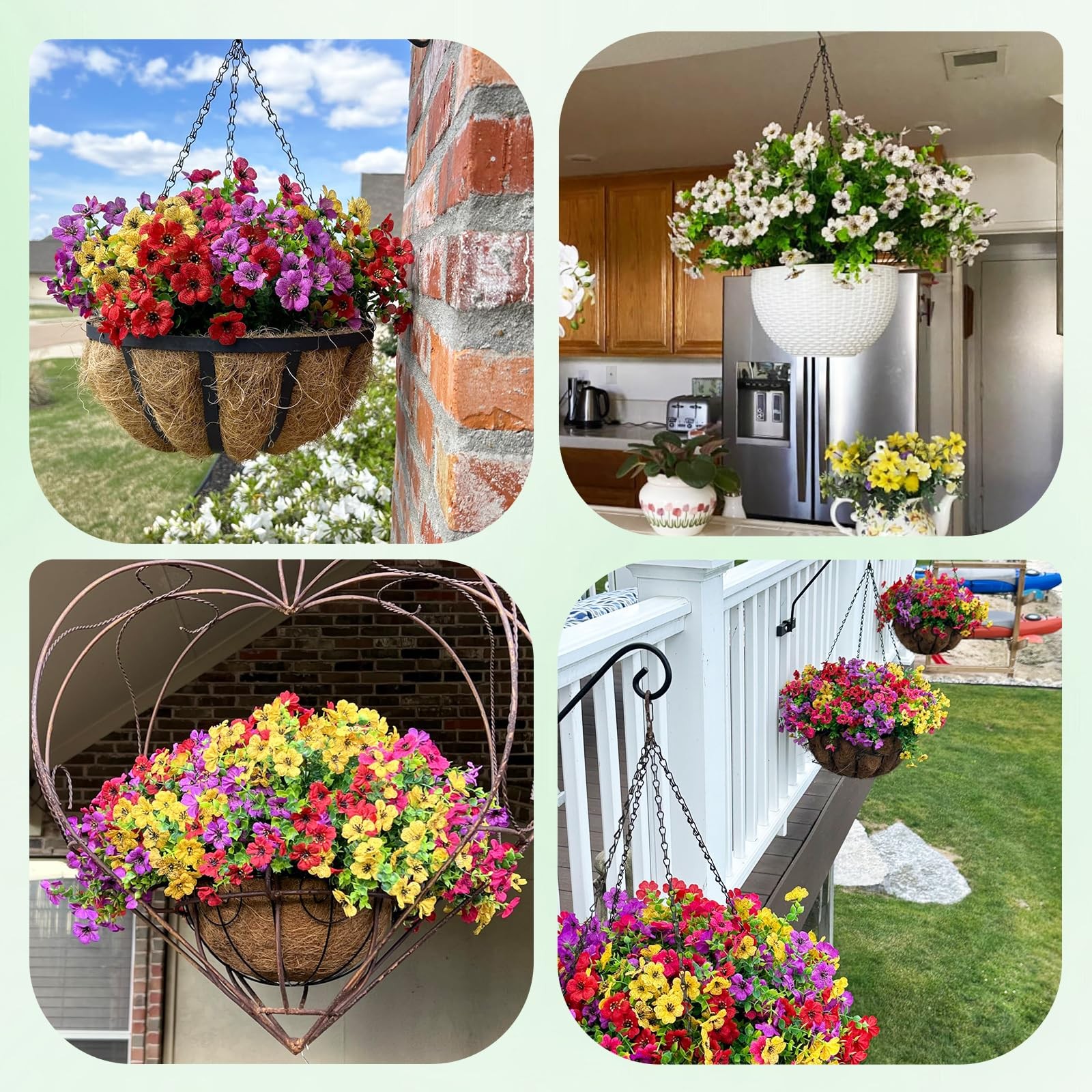 UV-Resistant Artificial Flowers for Outdoors, 12 Bundles of 3 Colors Faux Euc…