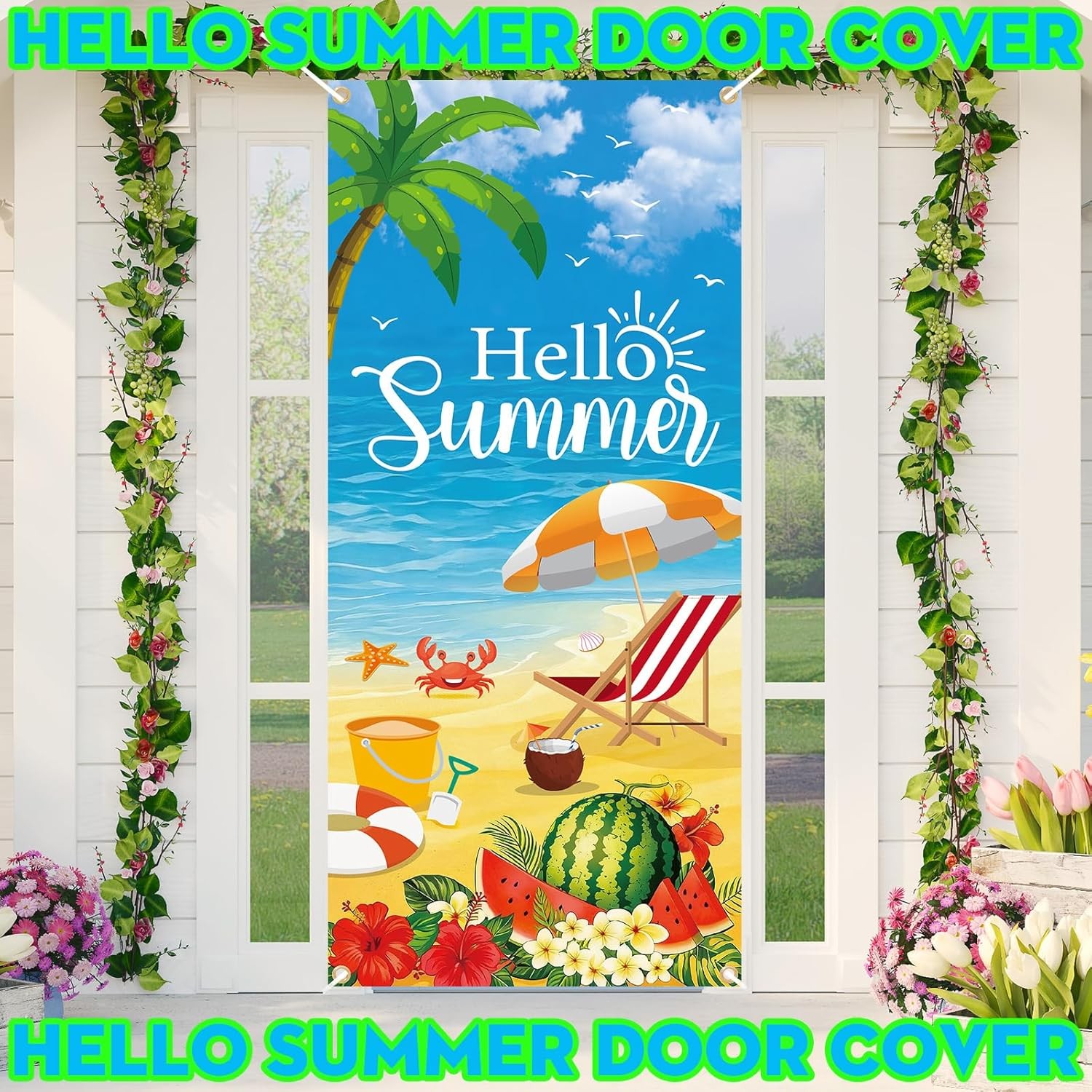 12 Pcs Summer Door Cover 78×35 Inch Holiday Party Decor Banner