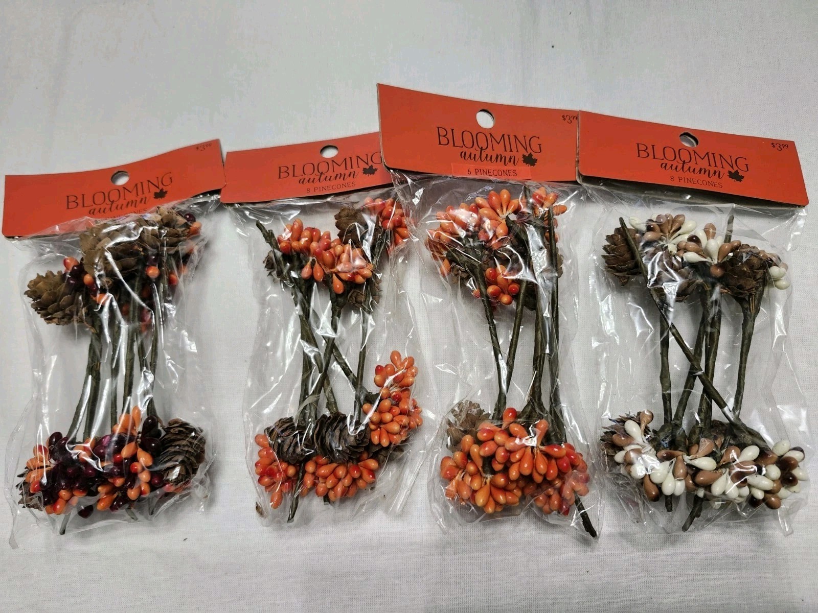 LOT Blooming Autumn Floral Picks Roping Leaves Fall Decor New