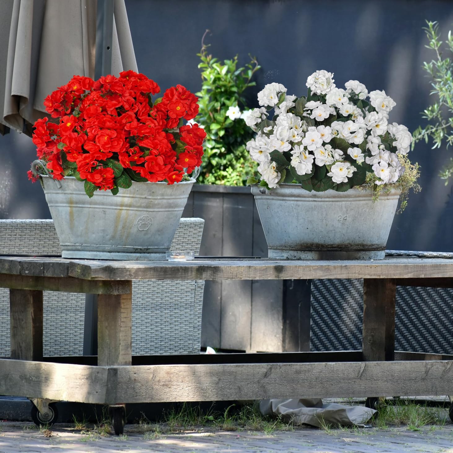 6 Bundles Artificial Geraniums for Outdoors Fake Plants Faux Geraniums Artifi…