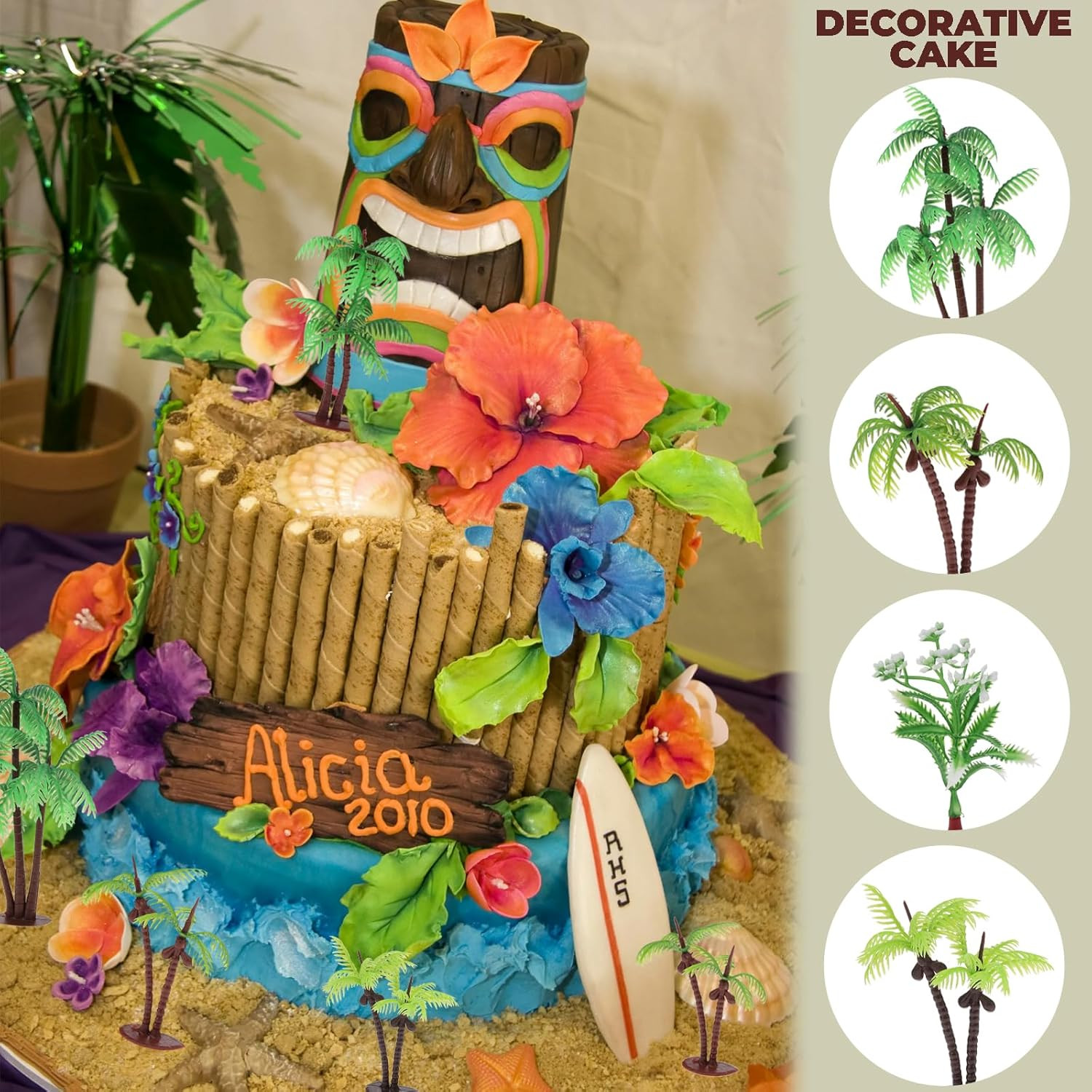 10Pcs Miniature Coconut Palm Tropical Tree Plastic Plant DIY Decor | Artificial