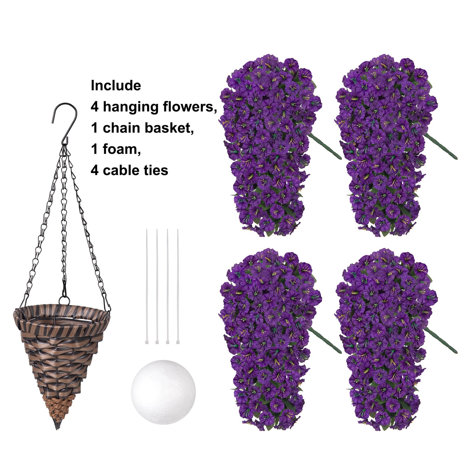 Artificial Hanging Flower Basket 18.1″ Height X 12.2″ Width – UV Resistant Faux