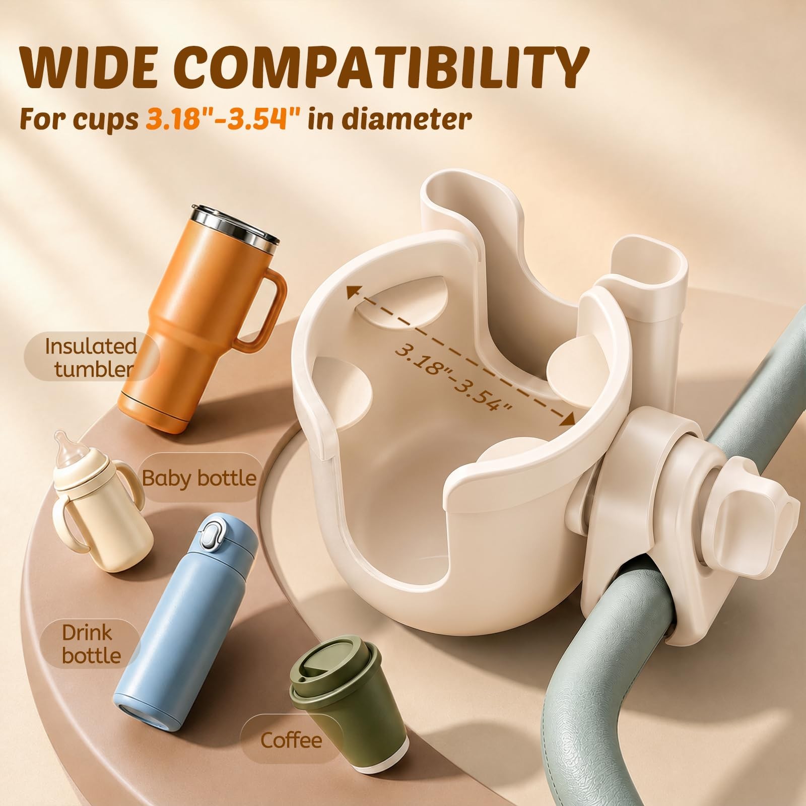 Cup Holder for Walker: Stroller Cup Holder Attachment with Phone Holder | Wheelc