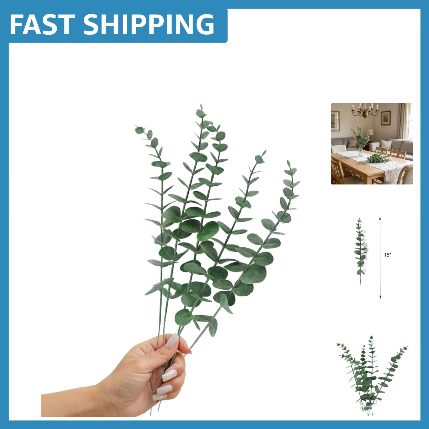5 Pcs Flexible Artificial Eucalyptus Stems – Effortless Decor for Every Occasion