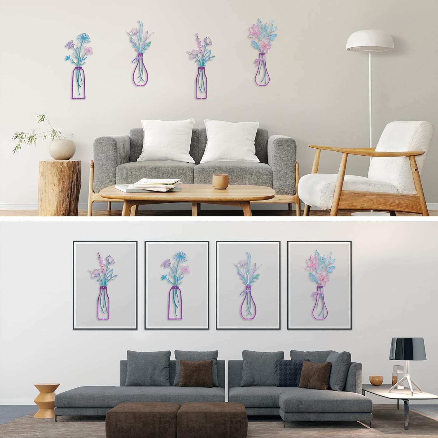 Metal Flowers Wall Art Rustic Farmhouse Decor For Living Room Bathroom Bedroom