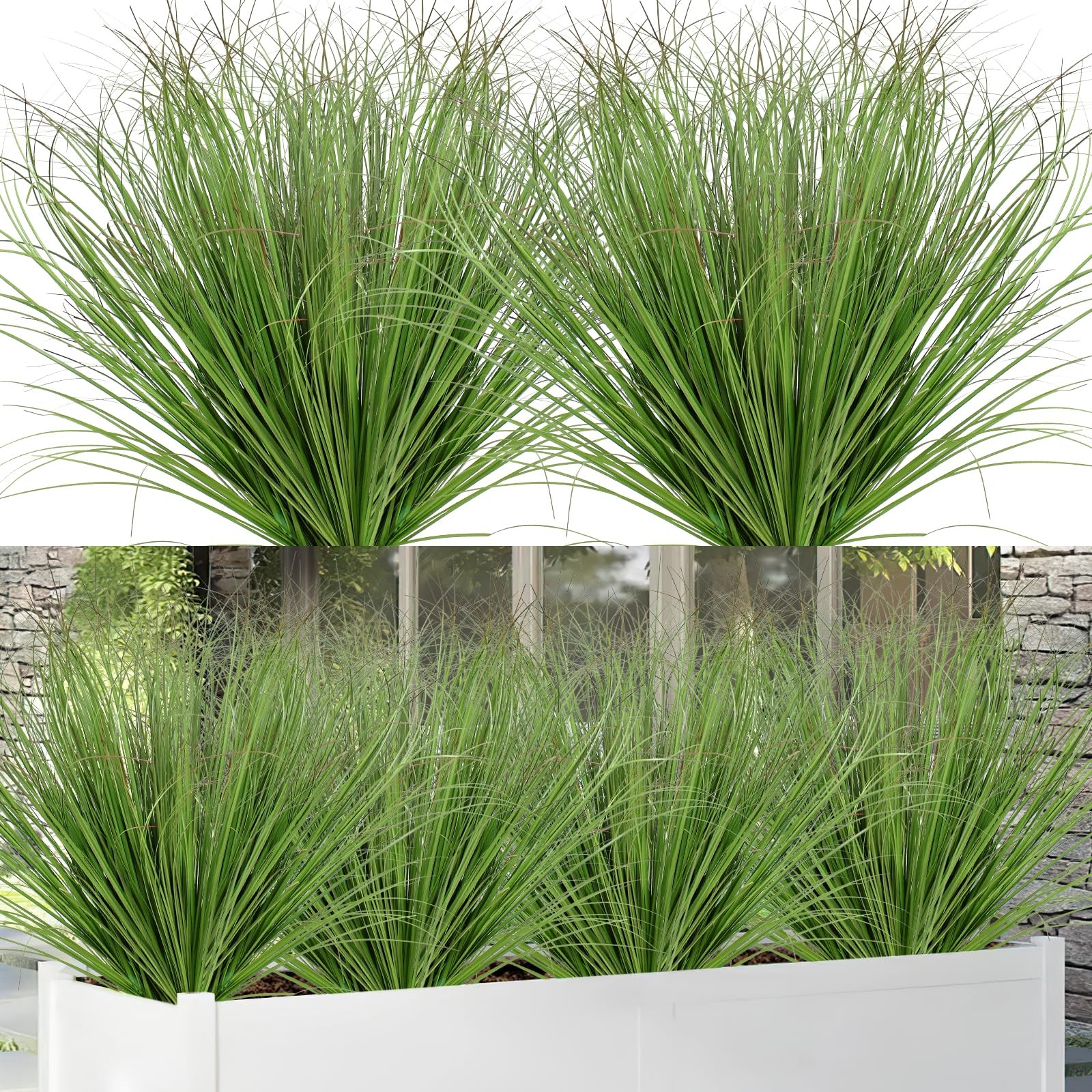 Artificial Grass Plants Outdoor 20 Bundles Fake Wheat Grass UV Resistant Shrubs