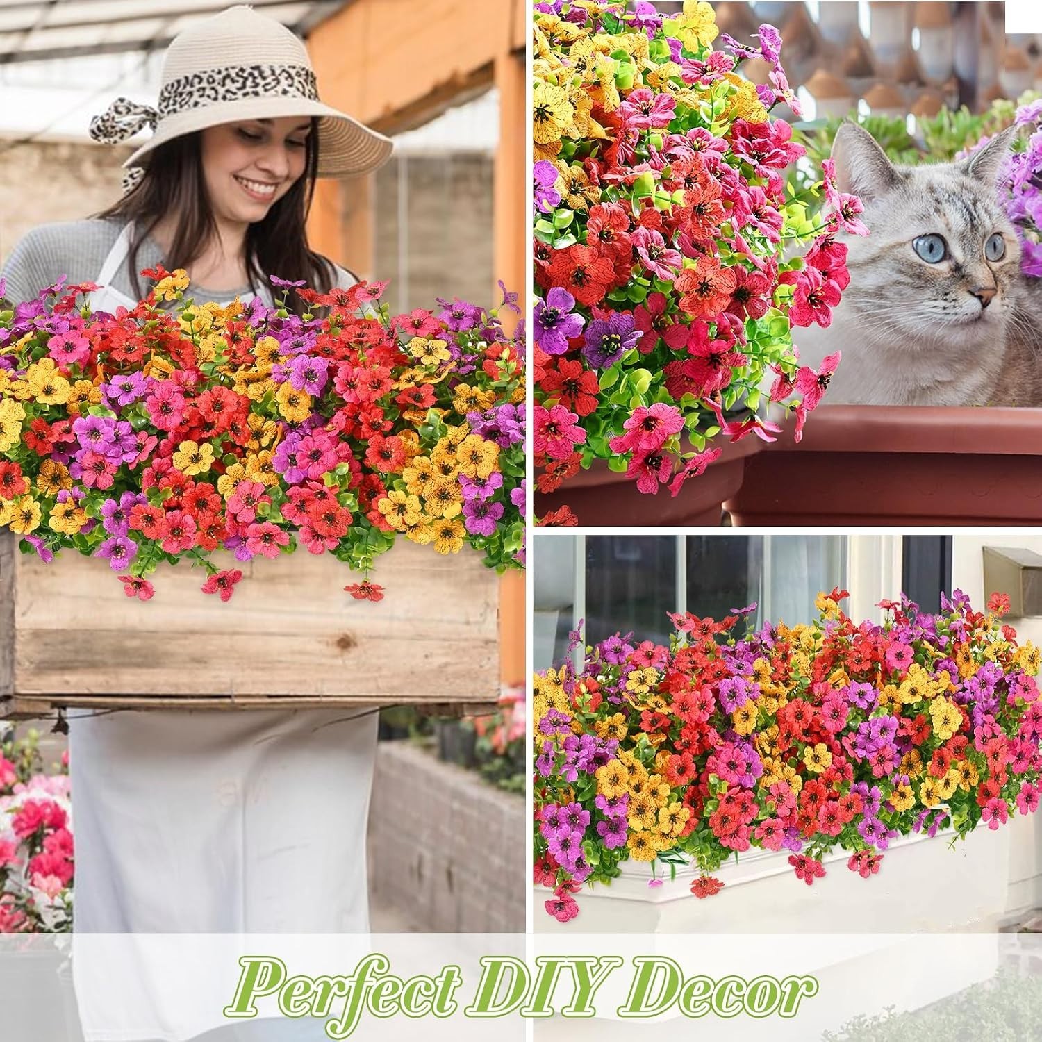 Customizable Fake Flowers – 24 Bundles for Stunning Outdoor Decor Creations