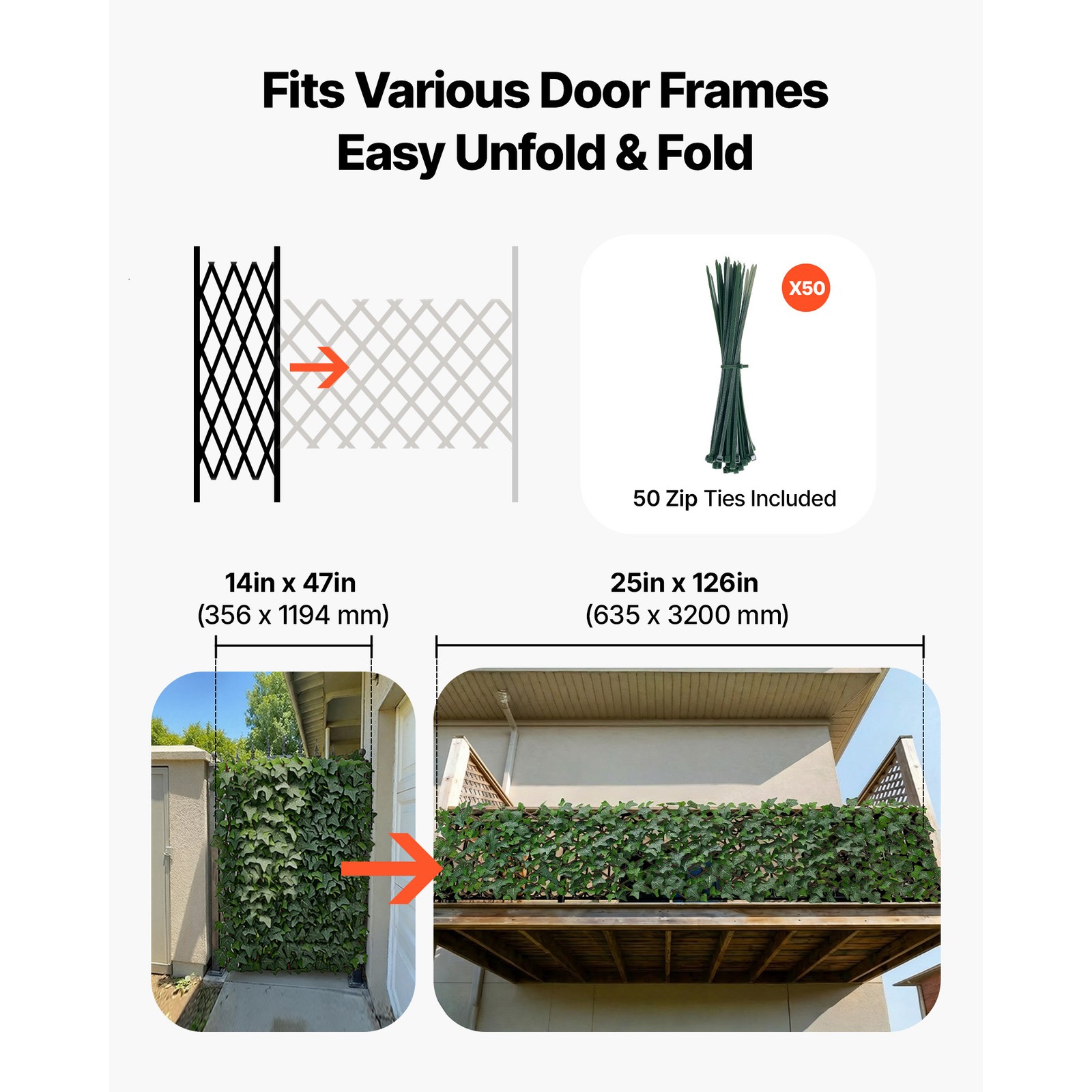 Uimoso Expandable Privacy Screen 25 x 126 in Artificial Plant Wall for Patio