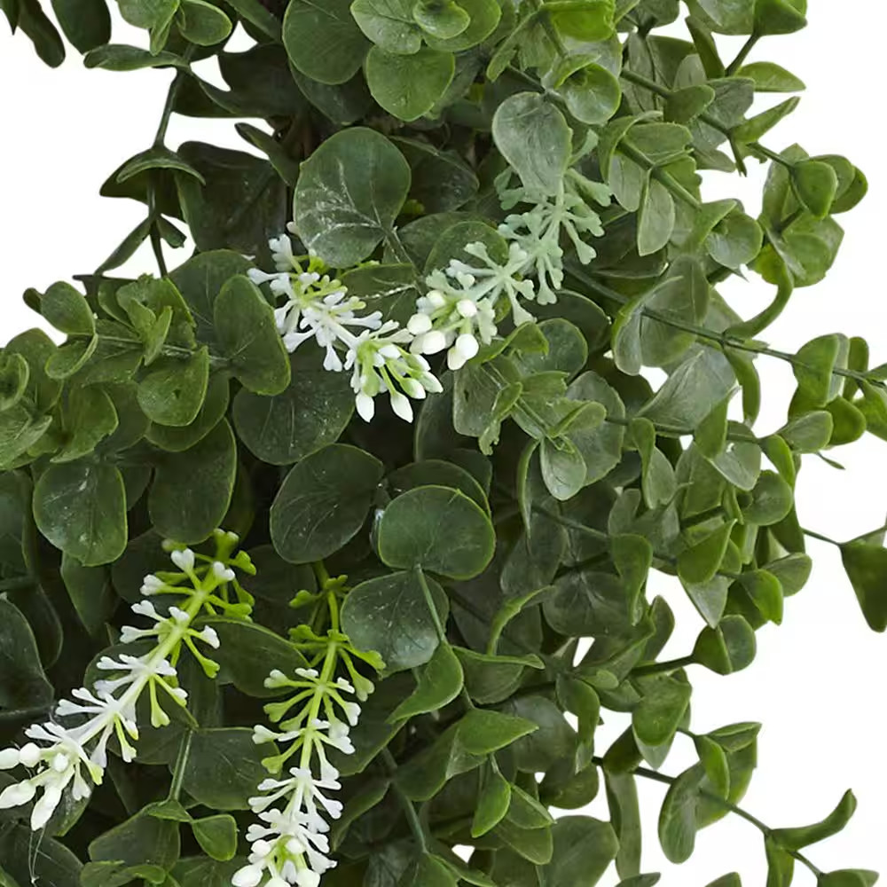18 In. Artificial Eucalyptus Double Ring Wreath with Twig Base