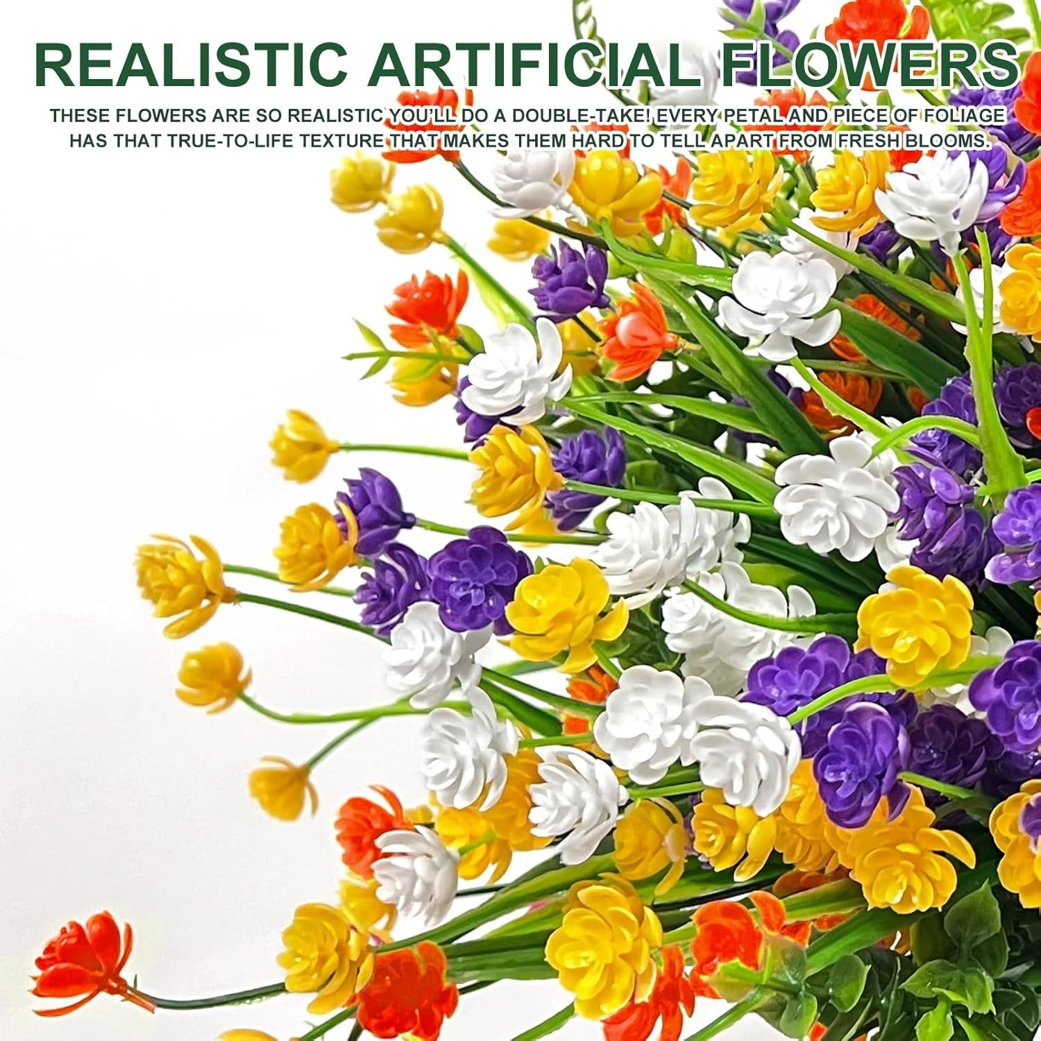 Eco-Friendly 20 Bundles Colorful Artificial Flowers for Stunning Decor Touch