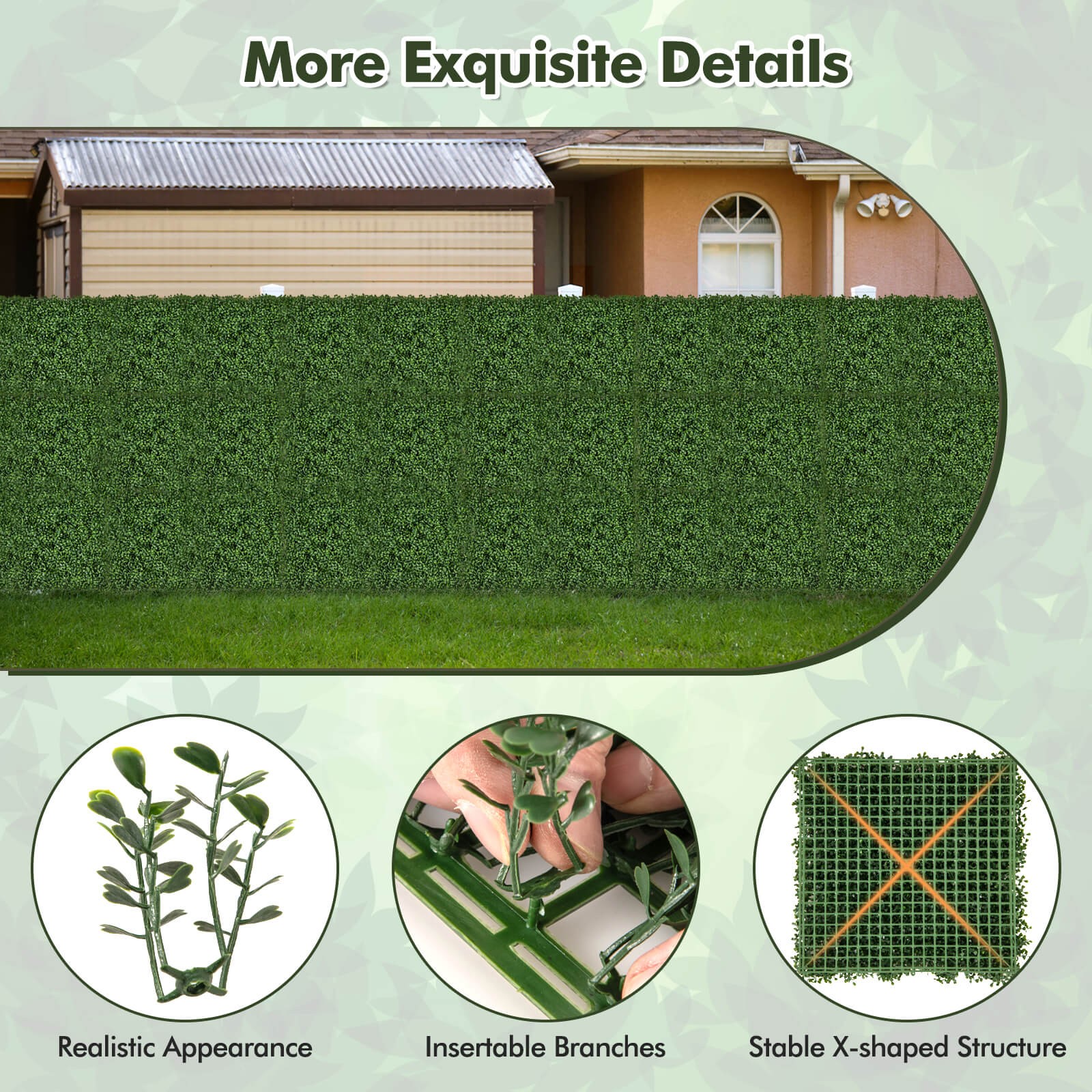 12 Pcs Faux Boxwood Panels w/Insertable Branches Privacy Hedge Screen 20″ x 20″