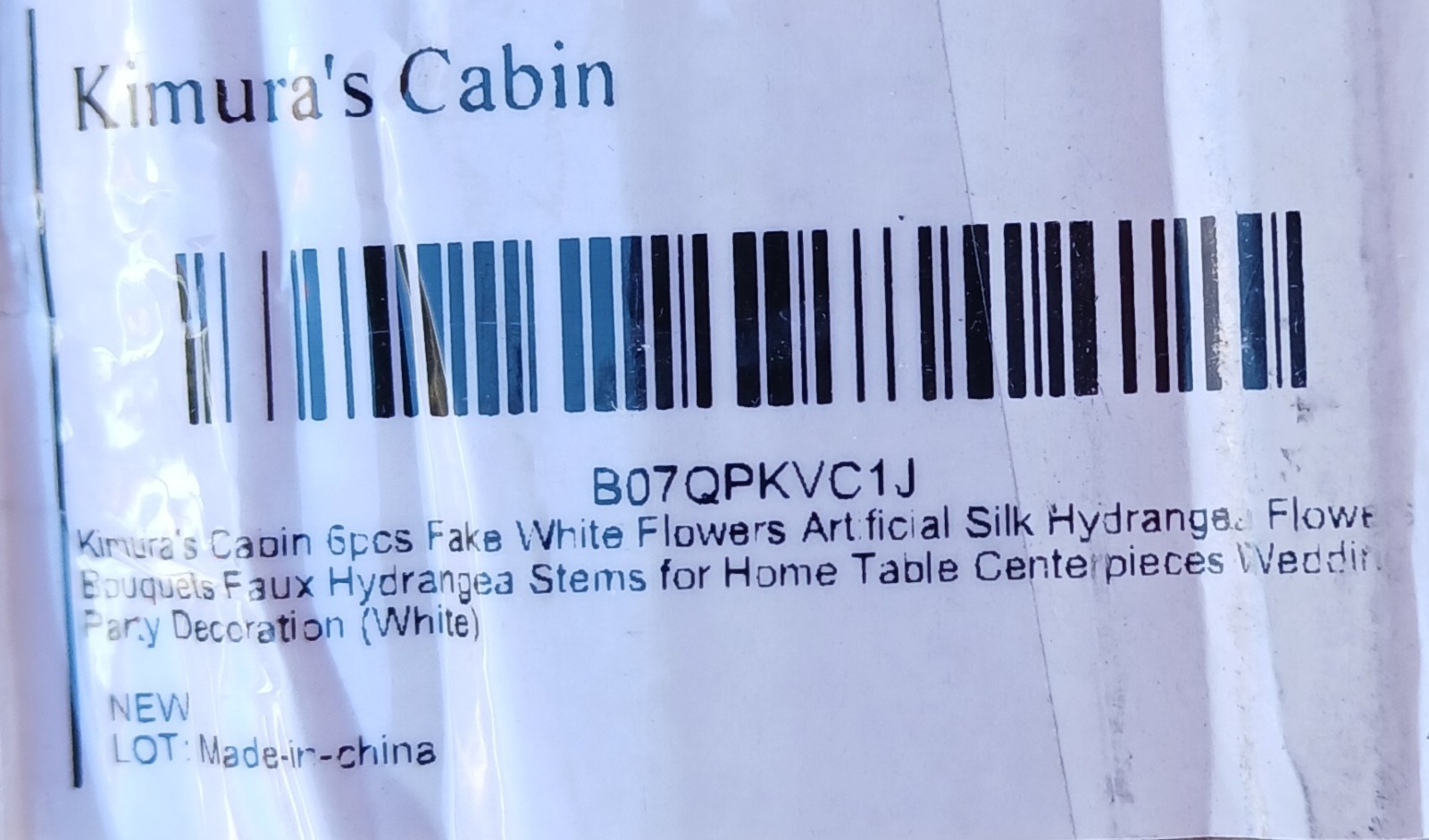 Kimura’s Cabin 6 Pcs. White Silk Hydrangea Flowers-17.7″ Tall-NEW IN ORIG BOX