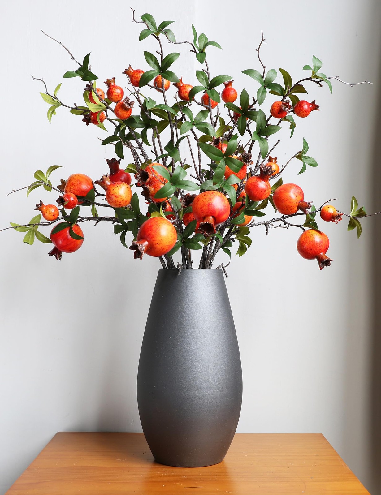 4pcs 31″ Orange Pomegranate Artificial Plants Fake Fruits Berry Branches Stem…