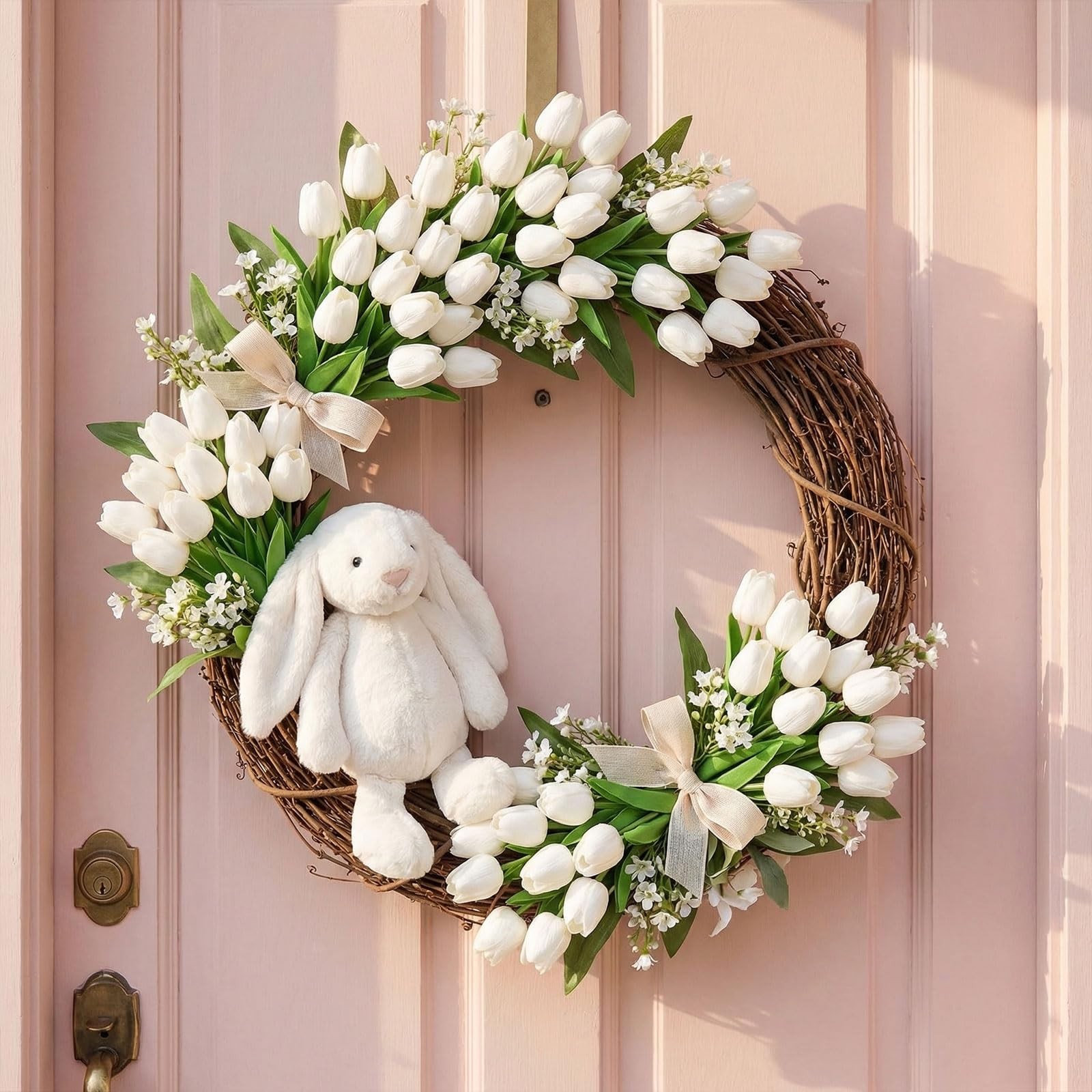 20 PCS White Tulip Artificial Flower 13.8 Inch PU Fake Bouquet Wedding Decor