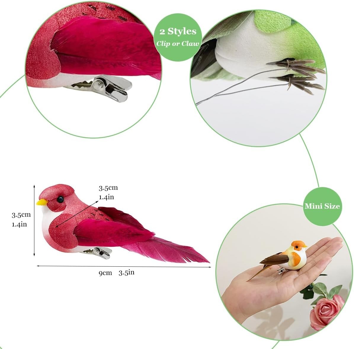 Adorable 12pcs Foam Feather Birds – Ideal for Holiday & Event Decorations