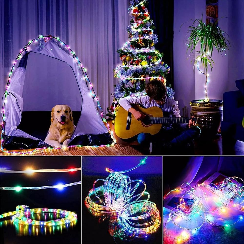 7m/12m/22m/32m Garland Tube Strip Lights Outdoor Waterproof LED Solar Rope Strin