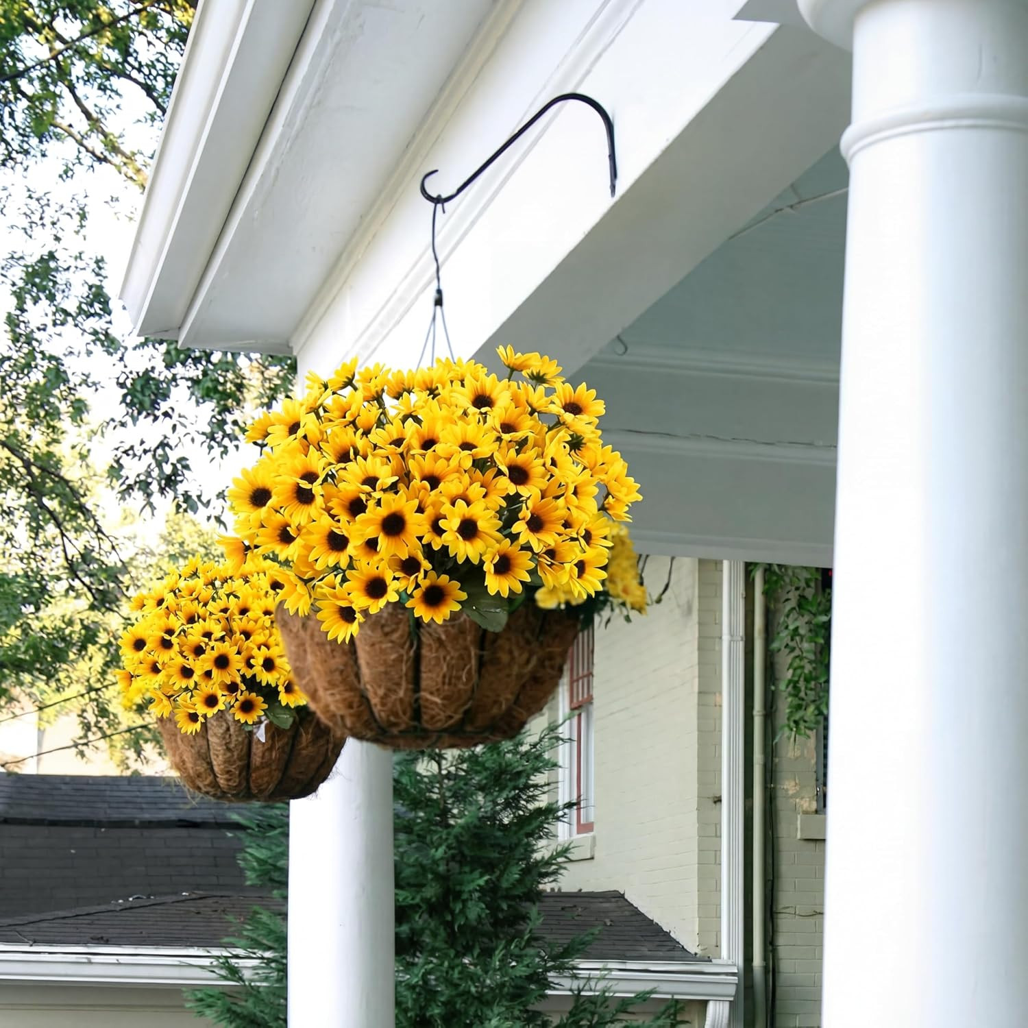 24 Bundles Yellow Sunflower Faux Mums – UV Resistant Outdoor Decor Bulk