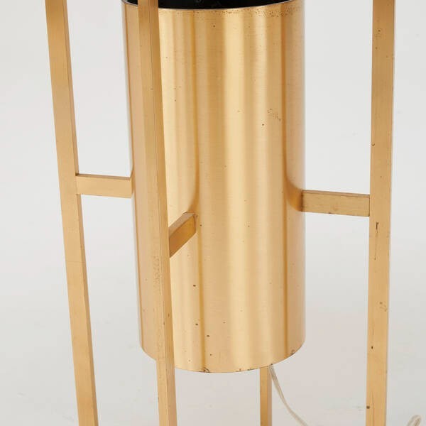 Mid-Century Modern Brass & White Floor Lamp – Architectural Designer Style