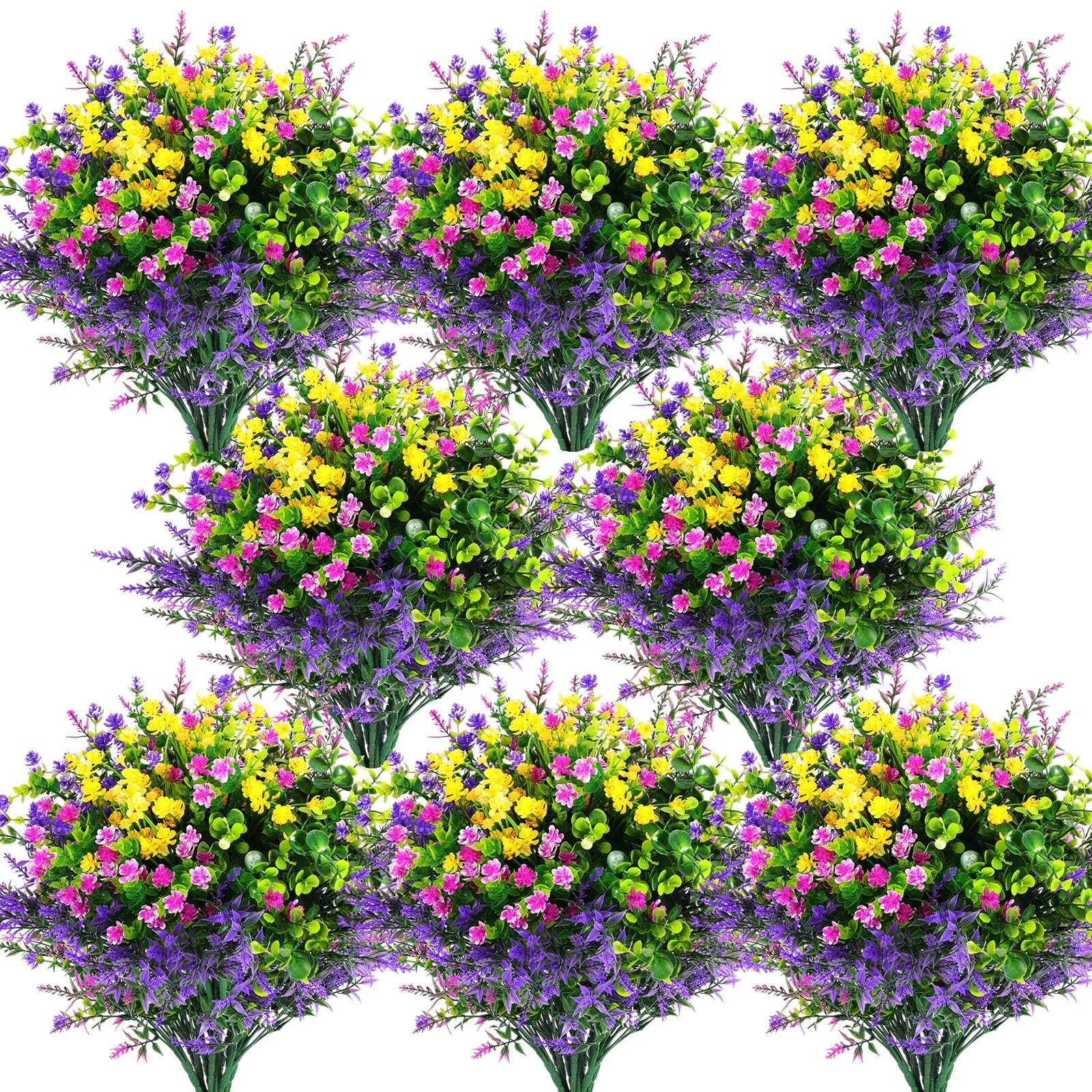 48 Pcs UV Resistant Artificial Flowers – Faux Plants for Outdoor Decor, Hanging