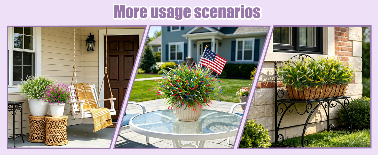 Artificial Faux Plants Flowers for Outdoor Decorations, Fake Monkey Grass for
