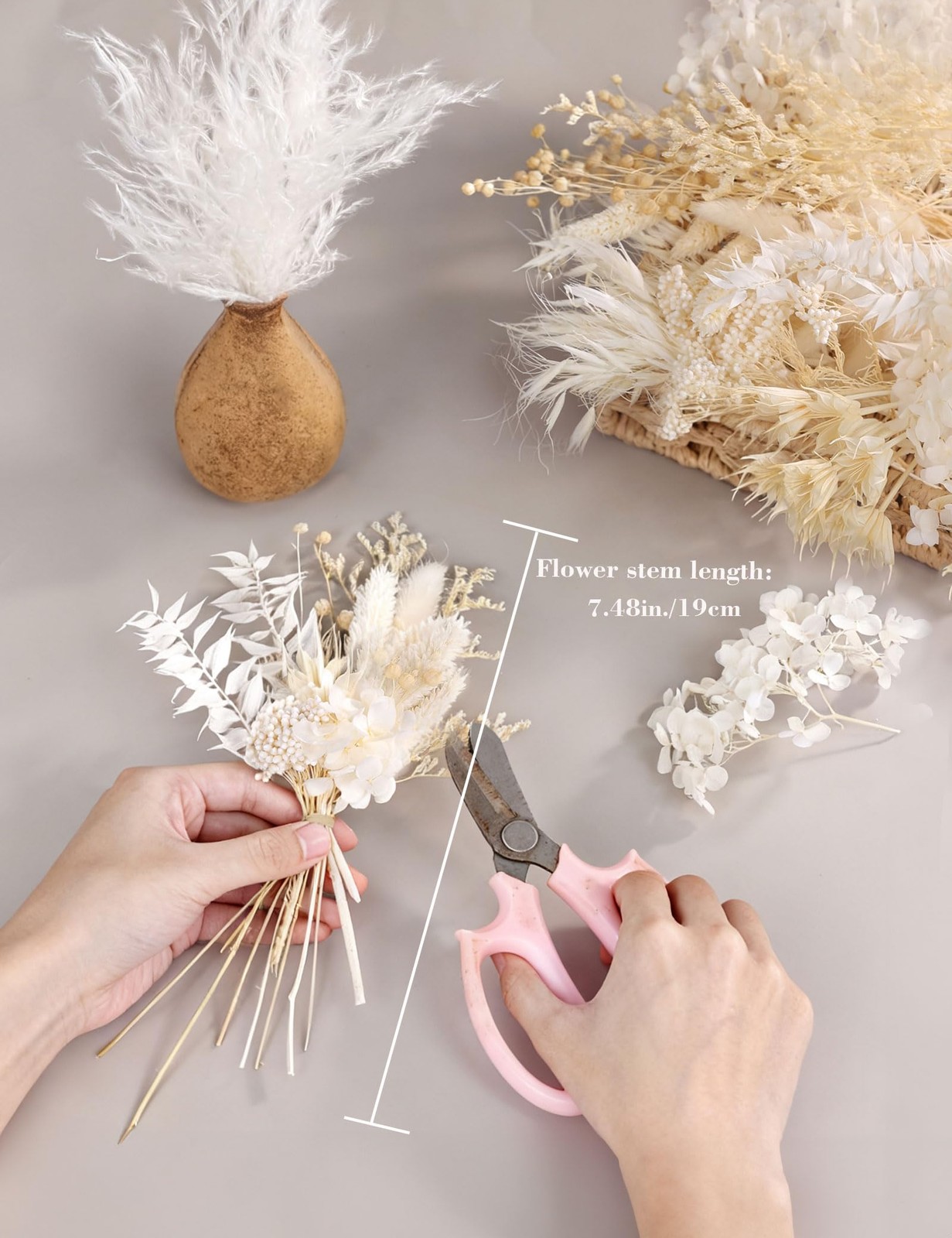 Natural Dried Flower Set, Bulk Dried Flowers with Stems, Dried Daisies, Dried…