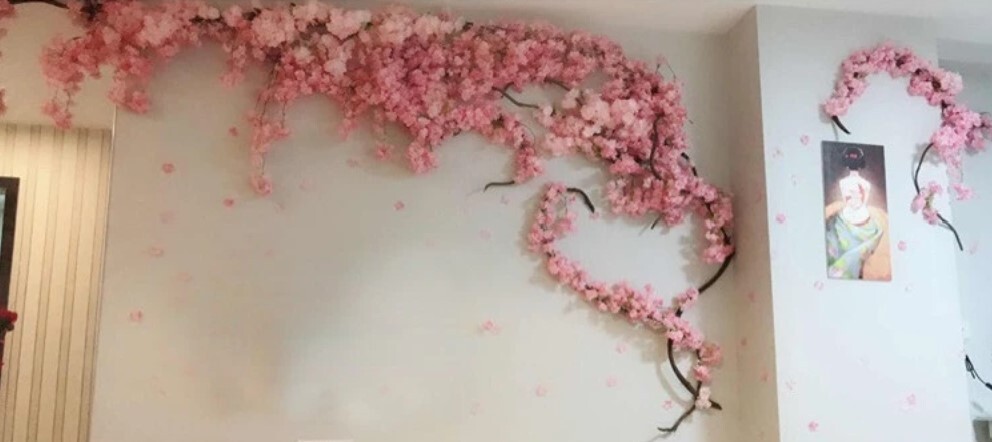 1/2/3pcs Artificial Cherry Blossom Flower For Wedding / Home / Office Decor NEW
