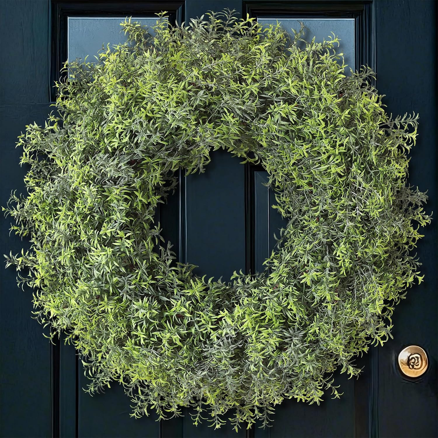 26″ Large Artificial Rosemary Wreath for Front Door – UV Resistant Realistic Ros