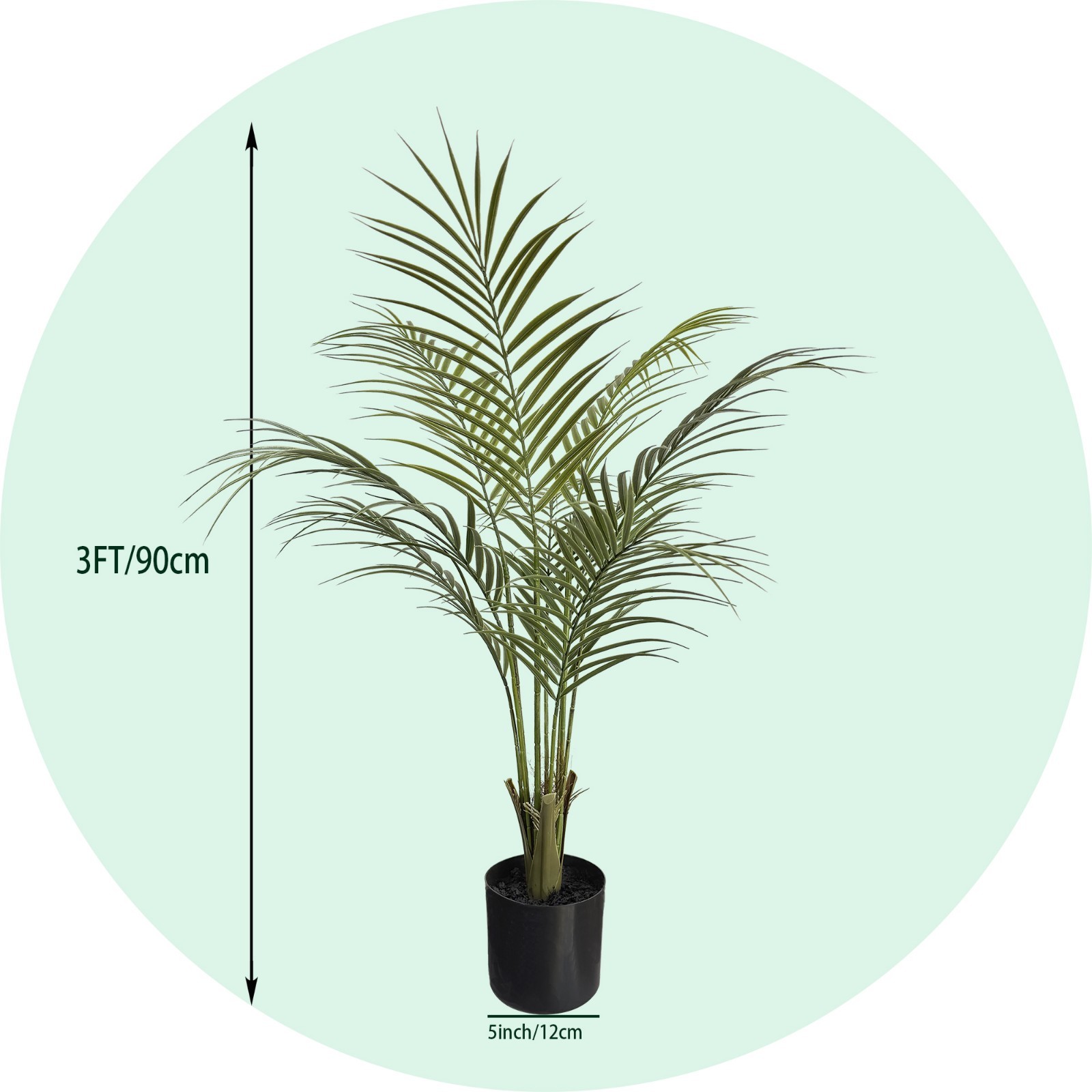 90 cm 2 Pack Faux Areca Palm Lifelike Fake Greenery for Interior Household Decor