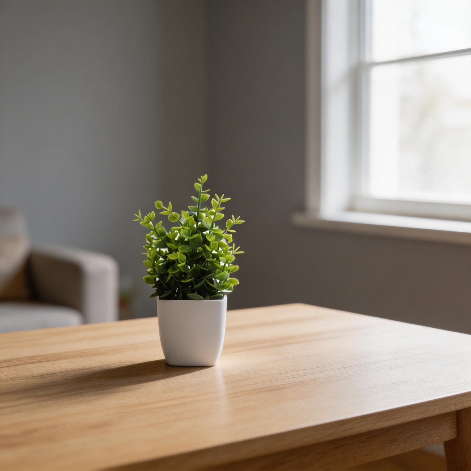Compact Fake Lavender Eucalyptus Arrangement for Modern Home Office Desk Setup
