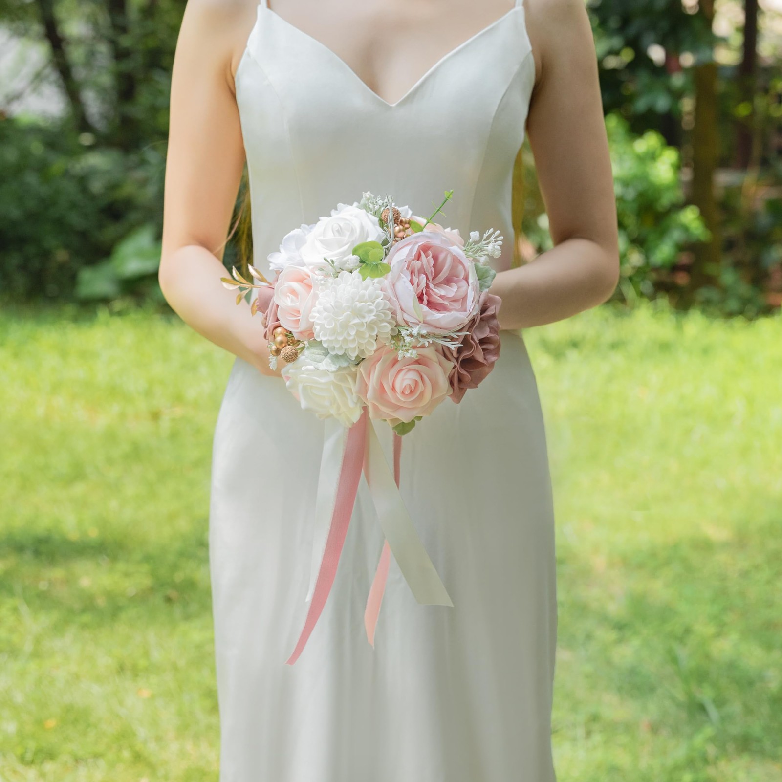 Wedding Bouquets for Bride Dusty Rose & Blush Pink Artificial Flower Decor