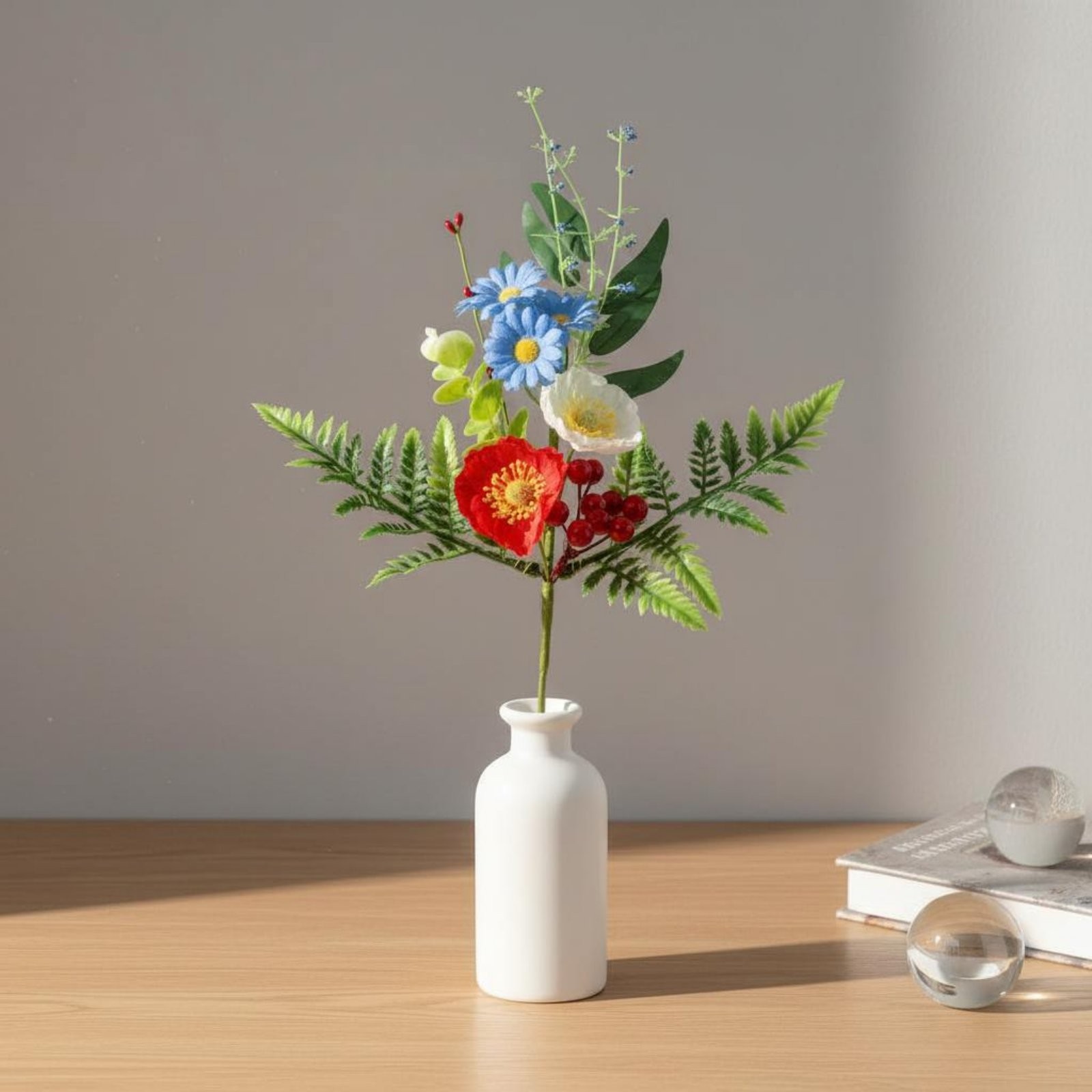 Patriotic Floral Sprig Reusable Independence Day Centerpiece Arrangement