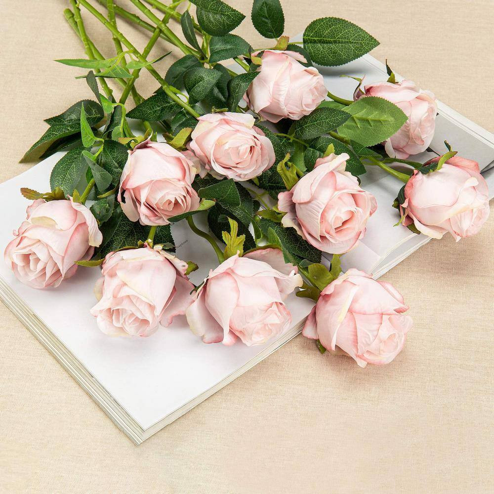 20 .5″H 10Pcs Artificial Rose Flowers Long Stem Fake Silk Roses for DIY Wedding