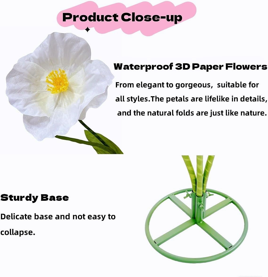 Giant White Artificial Flowers for Weddings, Parties & Home Decor 5.9 Ft